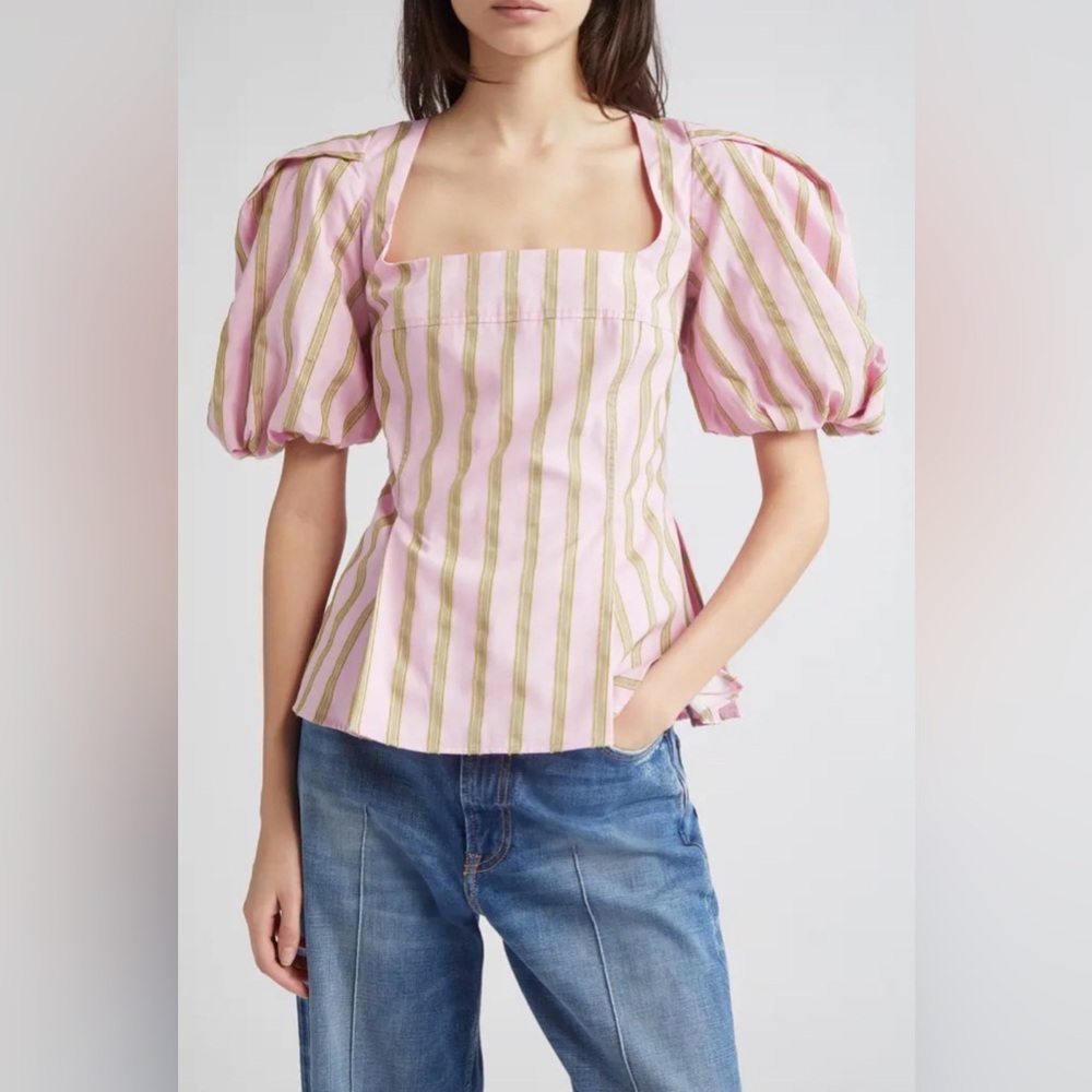 STINE GOYA Puff Sleeve Striped Blouse size XS